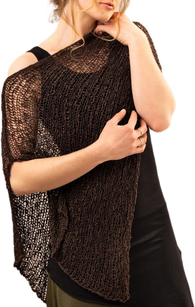 Argeousgor Women Sheer Poncho Top Lightweight Knit Crochet Shrug Bolero Mesh Batwing Sleeve Sweater Cover Up Beachwear - Image 1